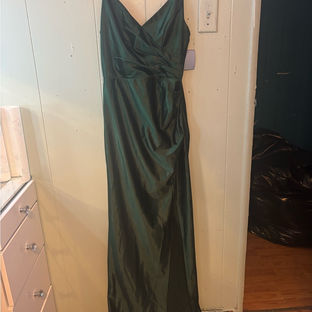 David's Bridal Dark Green Maxi Dress